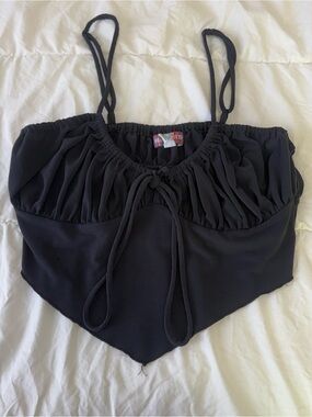 Urban Outfitters Black Cropped Tank with Tie